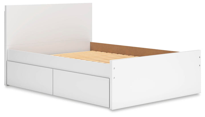 Onita Full Panel Platform Bed with 2 Side Storage - White (3)