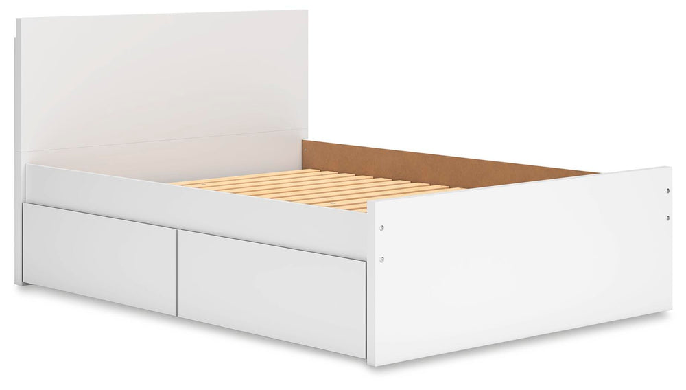 Onita Full Panel Platform Bed with 2 Side Storage - White (3)