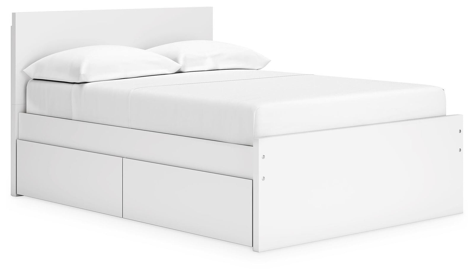 Onita Full Panel Platform Bed with 2 Side Storage - White (1)