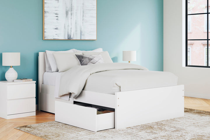 Onita Full Panel Platform Bed with 2 Side Storage - White (10)