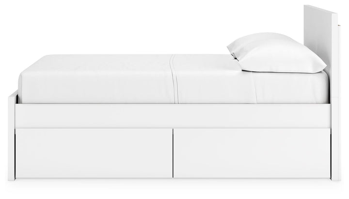Onita Full Panel Platform Bed with 2 Side Storage - White (8)