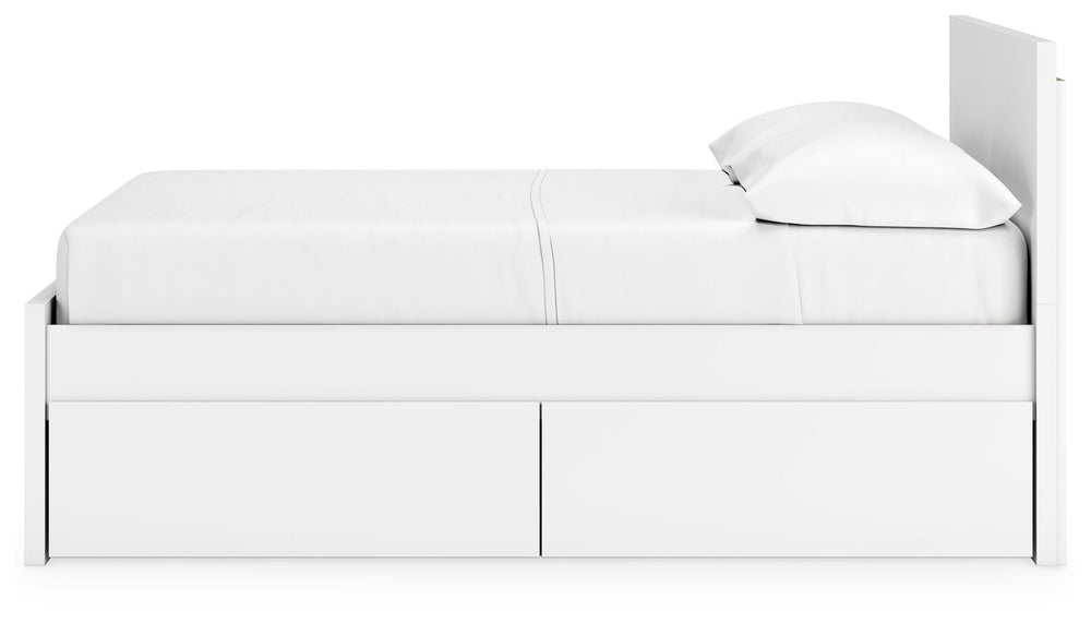 Onita Full Panel Platform Bed with 2 Side Storage - White (8)