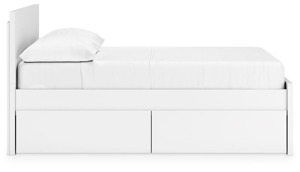 Onita Full Panel Platform Bed with 2 Side Storage - White (9)