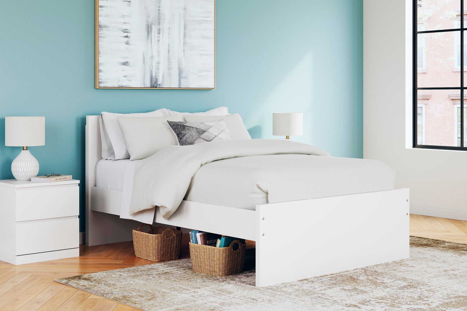 Onita Full Panel Platform Bed - White (2)