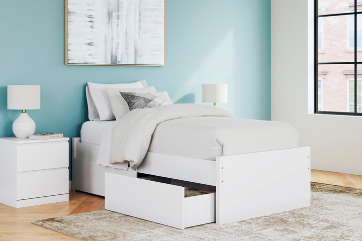 Onita Twin Platform Bed with 1 Side Storage - White (10)