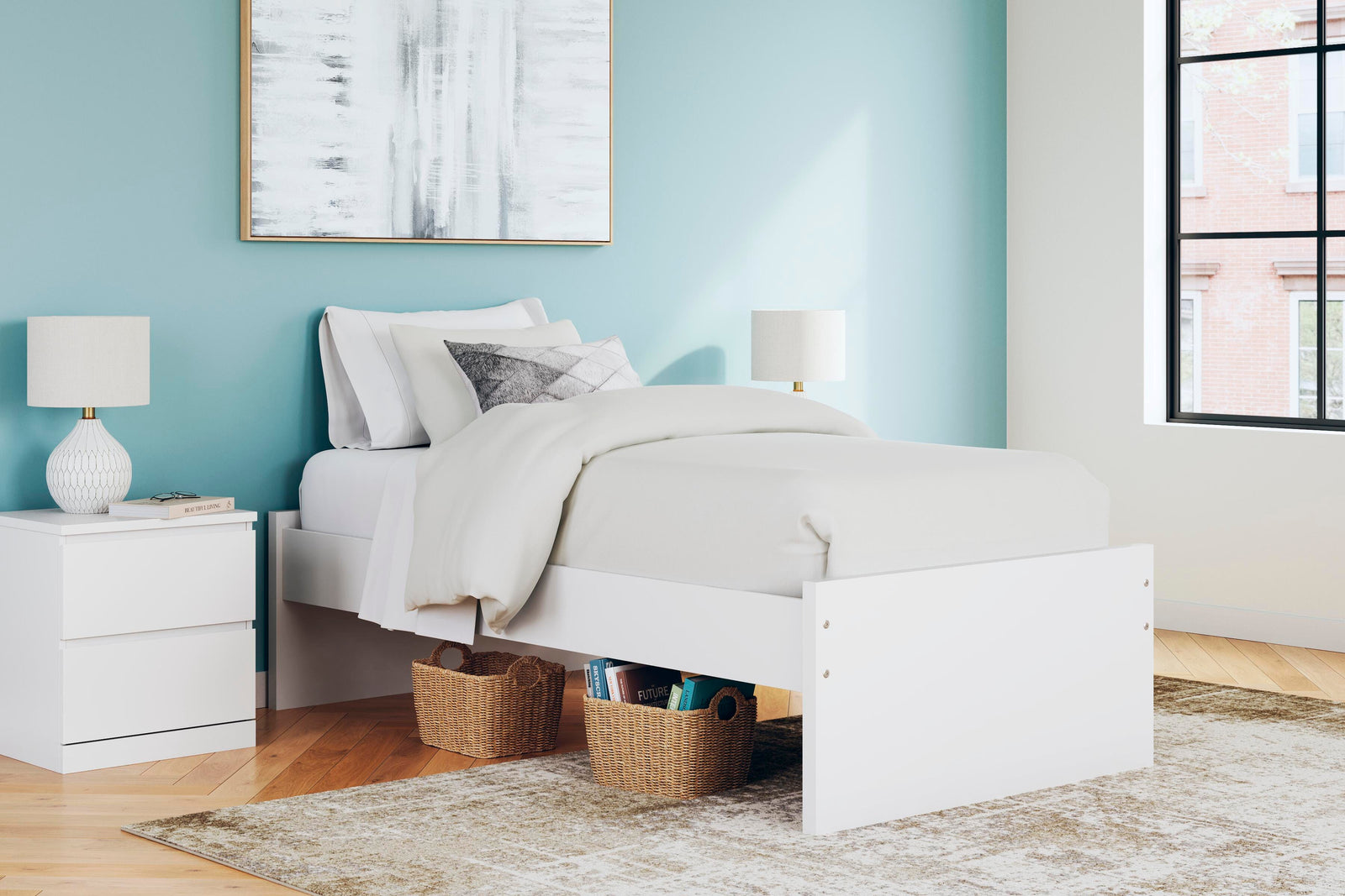 Onita Twin Platform Bed - White (2)