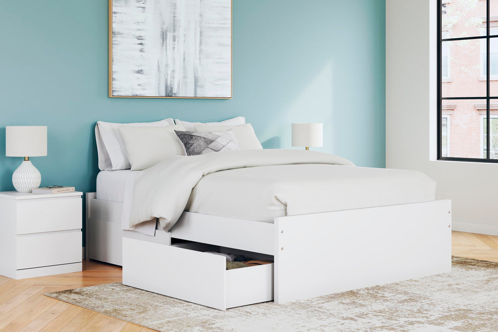 Onita Queen Platform Bed with 1 Side Storage - White (10)