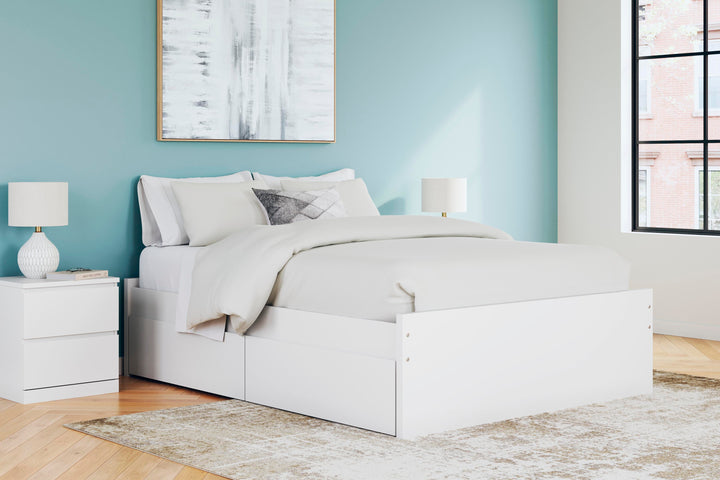 Onita Queen Platform Bed with 1 Side Storage - White (2)