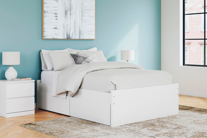 Onita Full Platform Bed with 2 Side Storage - White (2)