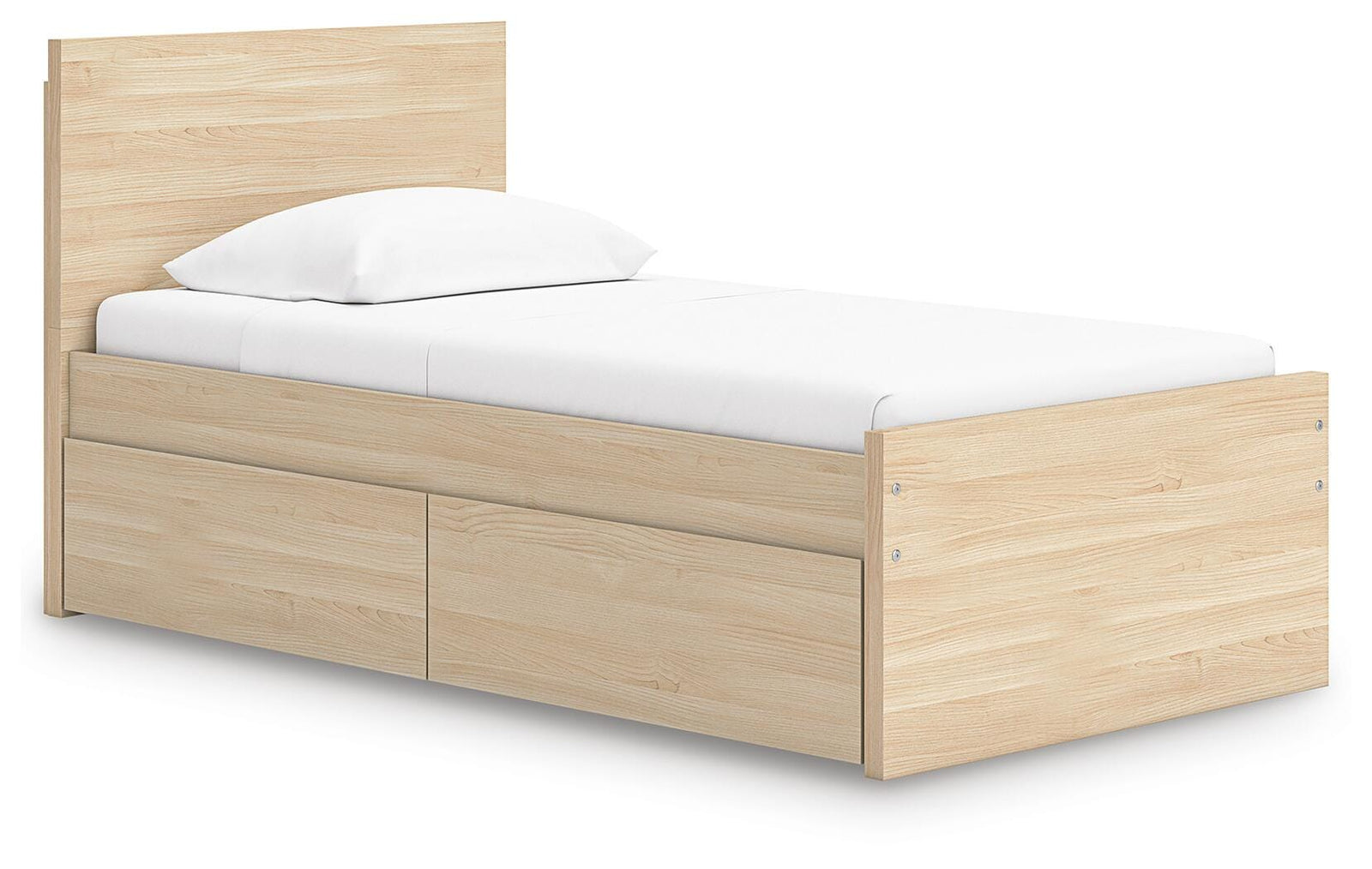 Onita Twin Panel Platform Bed with 1 Side Storage - Light Brown (1)