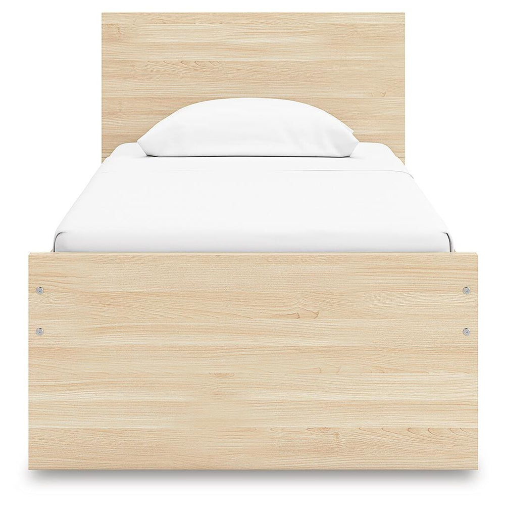 Onita Twin Panel Platform Bed with 1 Side Storage - Light Brown (5)