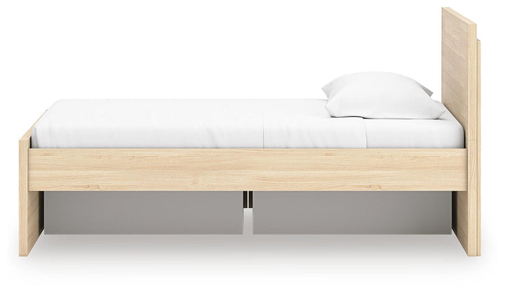 Onita Twin Panel Platform Bed with 1 Side Storage - Light Brown (9)