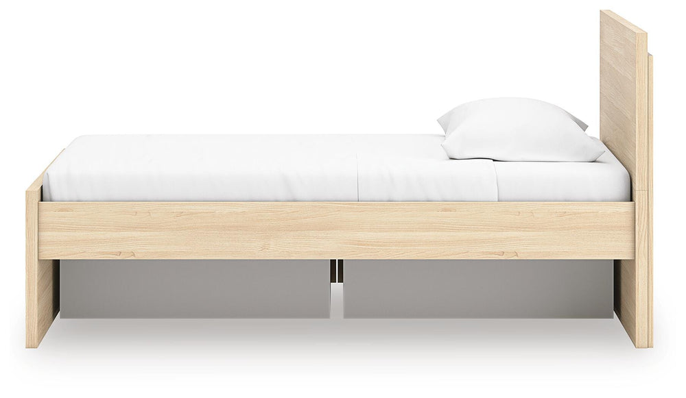 Onita Twin Panel Platform Bed with 1 Side Storage - Light Brown (9)