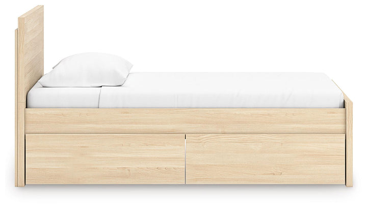 Onita Twin Panel Platform Bed with 1 Side Storage - Light Brown (7)