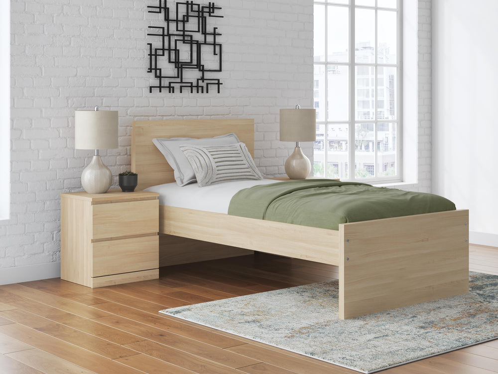 Onita Twin Panel Platform Bed - Light Brown (2)