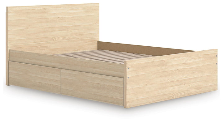 Onita Queen Panel Platform Bed with 1 Side Storage - Light Brown (4)