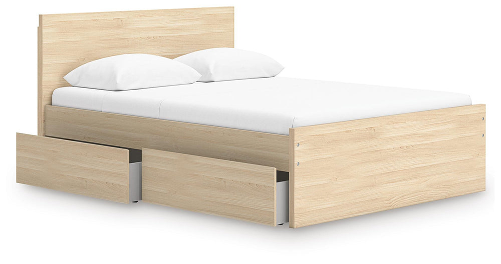 Onita Queen Panel Platform Bed with 1 Side Storage - Light Brown (3)