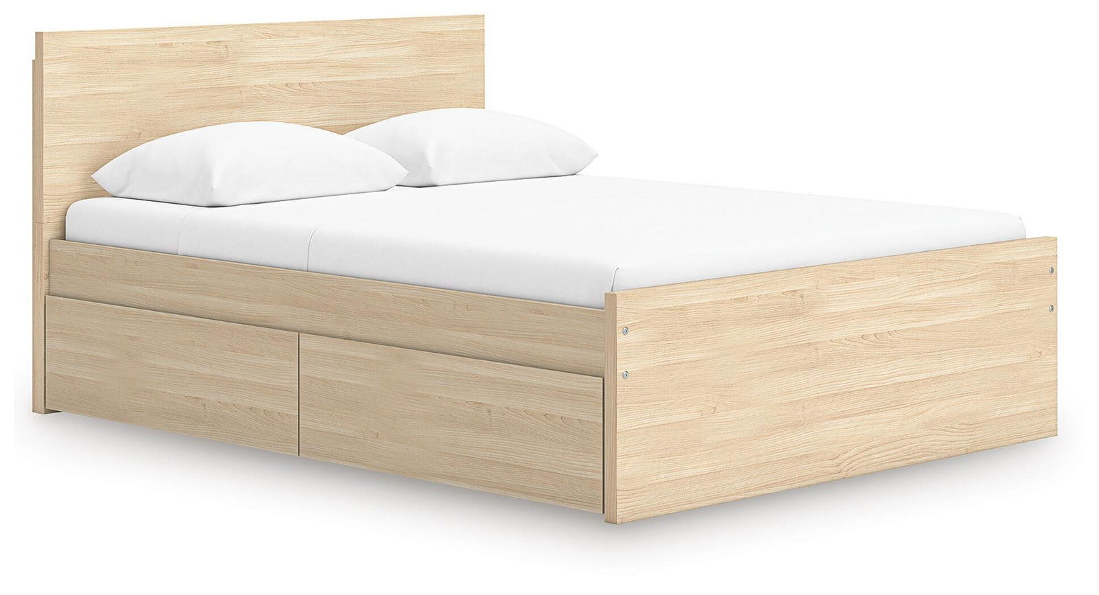 Onita Queen Panel Platform Bed with 1 Side Storage - Light Brown (1)