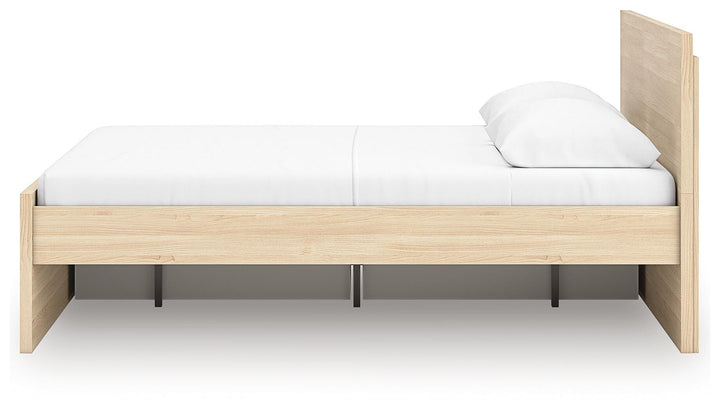 Onita Queen Panel Platform Bed with 1 Side Storage - Light Brown (9)