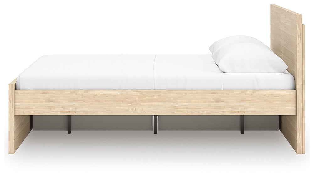 Onita Queen Panel Platform Bed with 1 Side Storage - Light Brown (9)