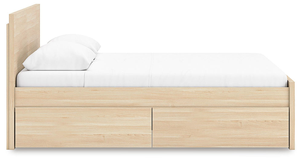 Onita Queen Panel Platform Bed with 1 Side Storage - Light Brown (7)