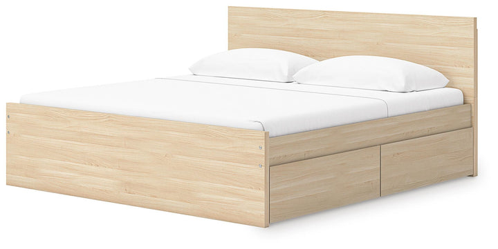 Onita Queen Panel Platform Bed with 2 Side Storage - Light Brown (4)