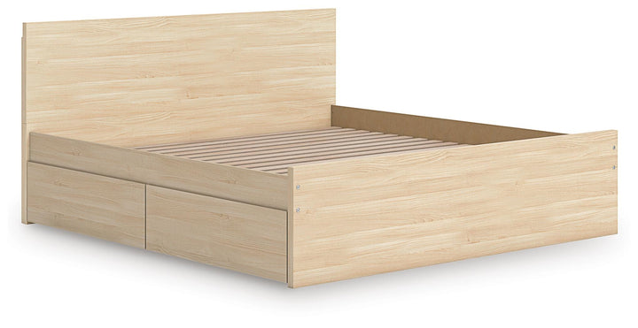 Onita Queen Panel Platform Bed with 2 Side Storage - Light Brown (3)