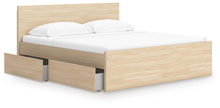 Onita Queen Panel Platform Bed with 2 Side Storage - Light Brown (5)