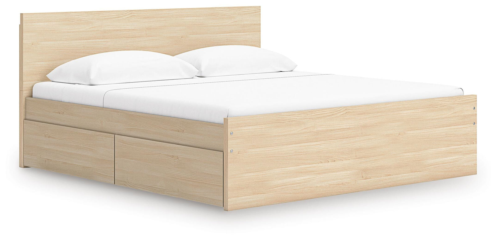 Onita Queen Panel Platform Bed with 2 Side Storage - Light Brown (1)