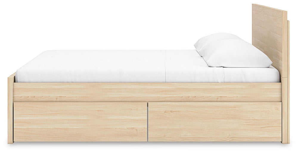 Onita Queen Panel Platform Bed with 2 Side Storage - Light Brown (8)