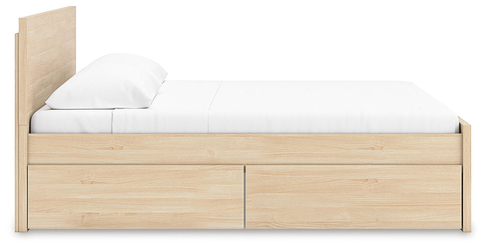 Onita Queen Panel Platform Bed with 2 Side Storage - Light Brown (9)