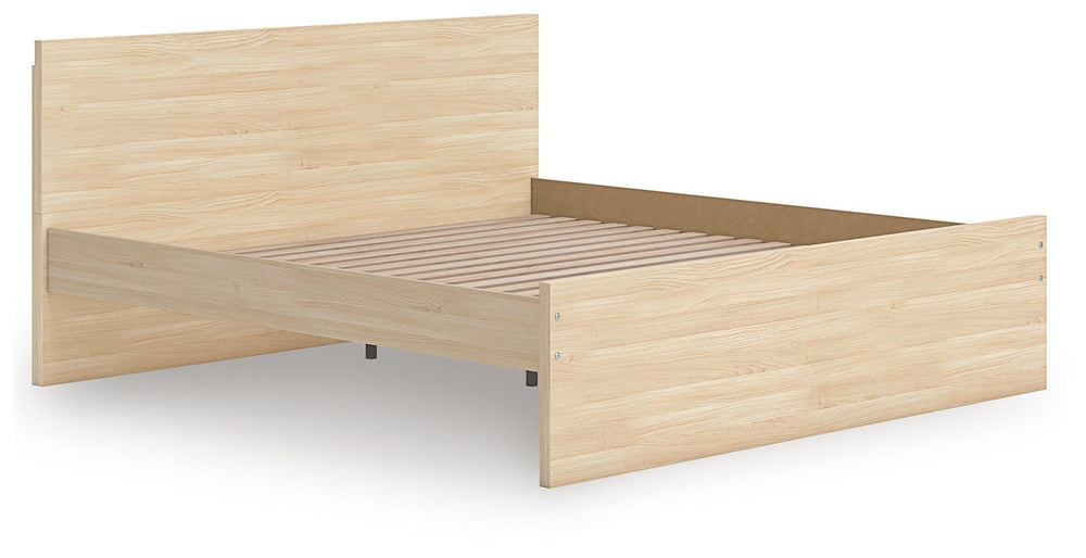 Onita Queen Panel Platform Bed - Light Brown (3)