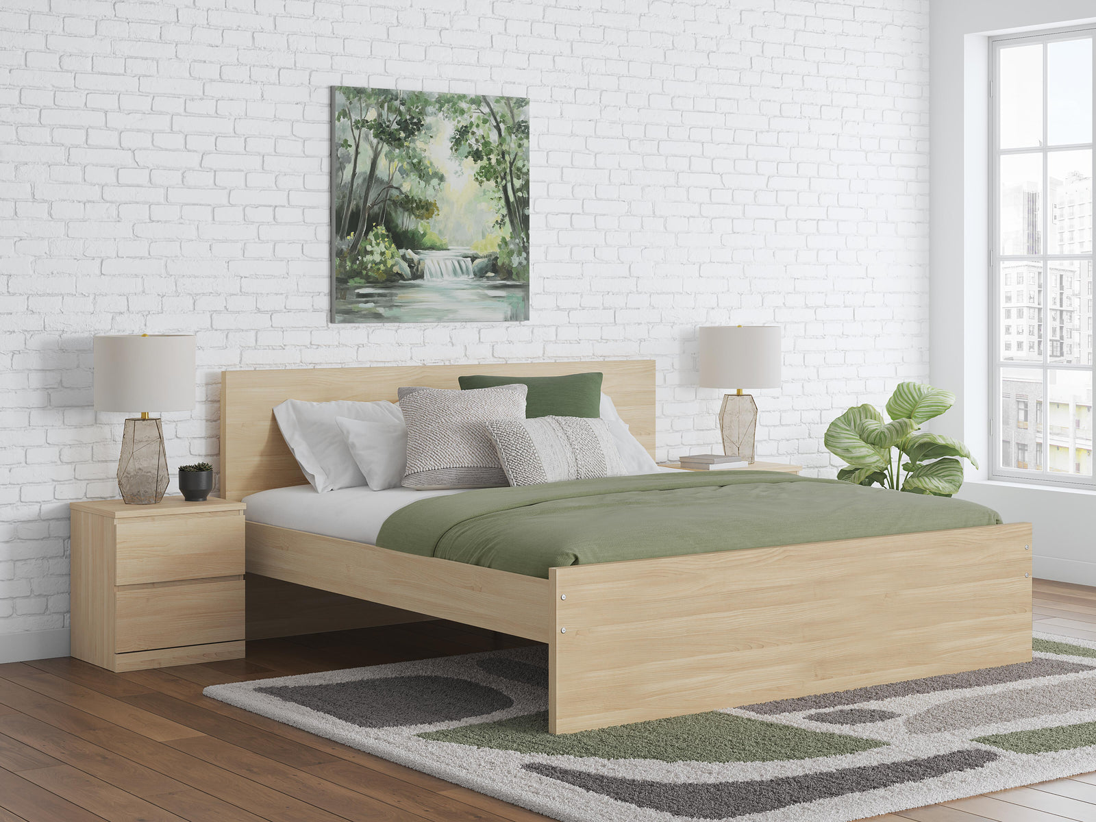 Onita Queen Panel Platform Bed - Light Brown (2)