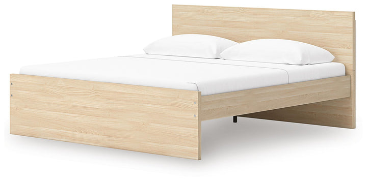 Onita King Panel Platform Bed with 1 Side Storage - Light Brown (6)
