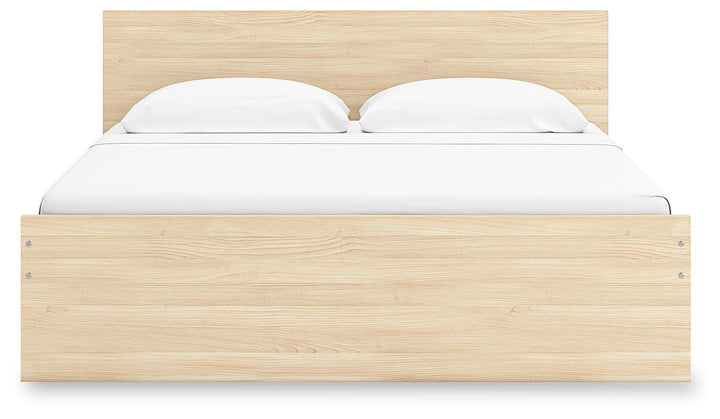 Onita King Panel Platform Bed with 1 Side Storage - Light Brown (5)