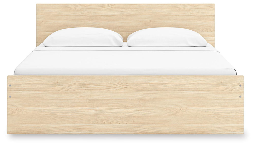 Onita King Panel Platform Bed with 1 Side Storage - Light Brown (5)