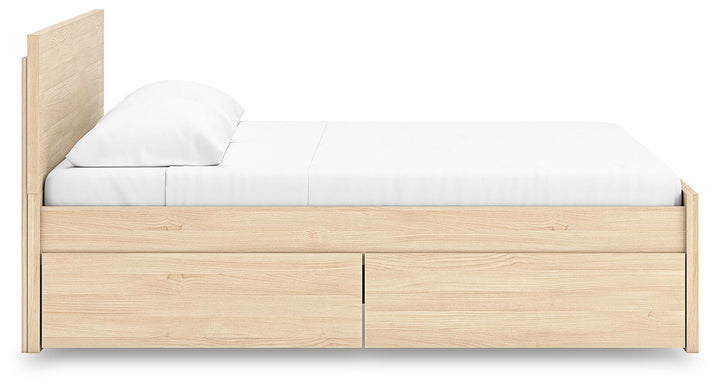 Onita King Panel Platform Bed with 1 Side Storage - Light Brown (7)