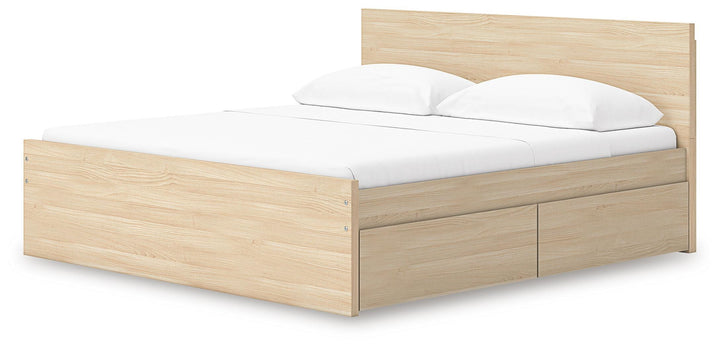 Onita King Panel Platform Bed with 2 Side Storage - Light Brown (6)