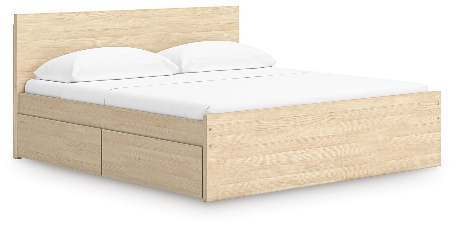 Onita King Panel Platform Bed with 2 Side Storage - Light Brown (1)