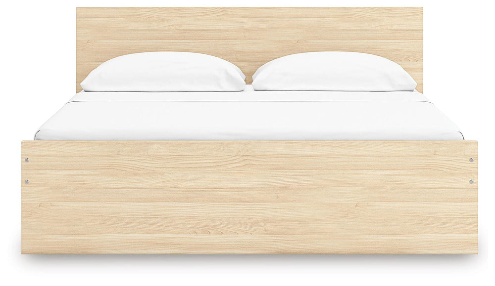 Onita King Panel Platform Bed with 2 Side Storage - Light Brown (5)