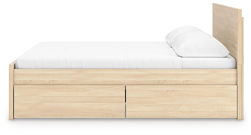 Onita King Panel Platform Bed with 2 Side Storage - Light Brown (9)