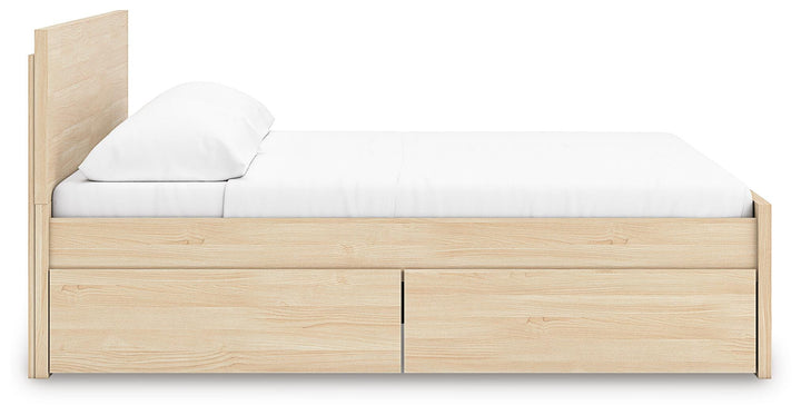 Onita King Panel Platform Bed with 2 Side Storage - Light Brown (7)