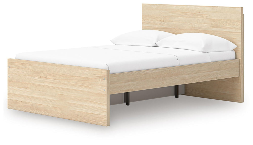 Onita Full Panel Platform Bed with 1 Side Storage - Light Brown (6)