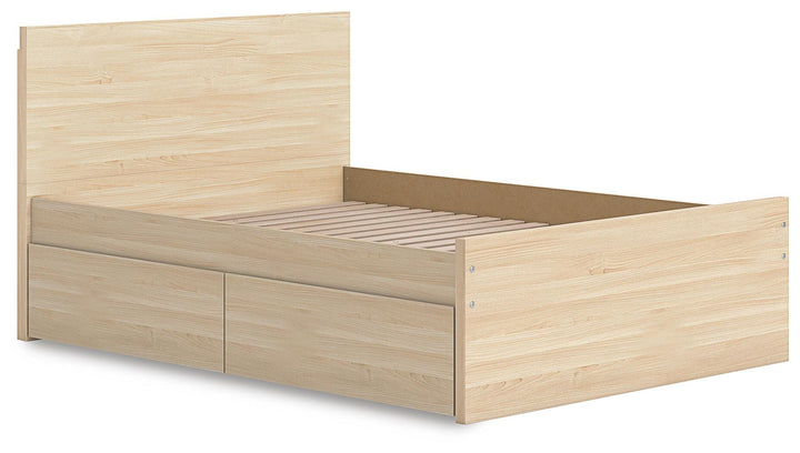 Onita Full Panel Platform Bed with 1 Side Storage - Light Brown (4)