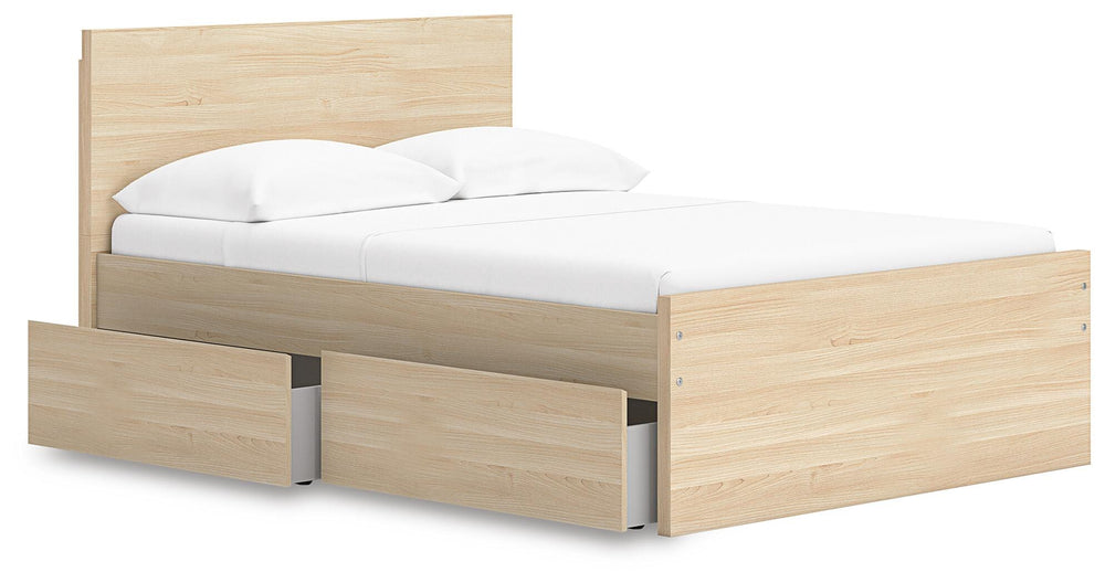Onita Full Panel Platform Bed with 1 Side Storage - Light Brown (3)