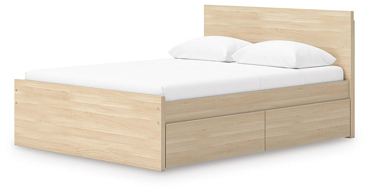 Onita Full Panel Platform Bed with 2 Side Storage - Light Brown (6)