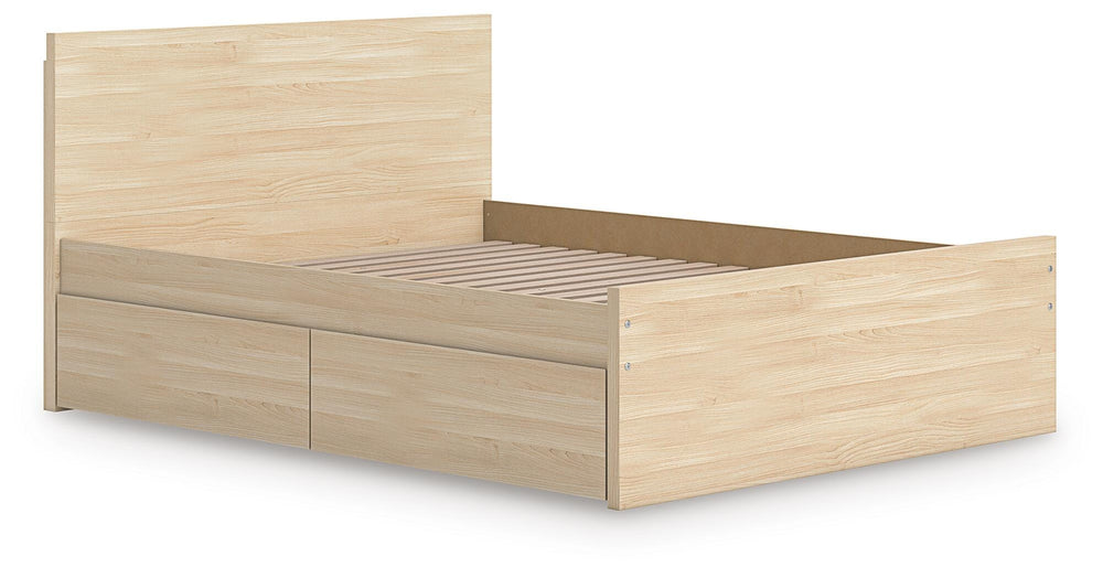 Onita Full Panel Platform Bed with 2 Side Storage - Light Brown (4)