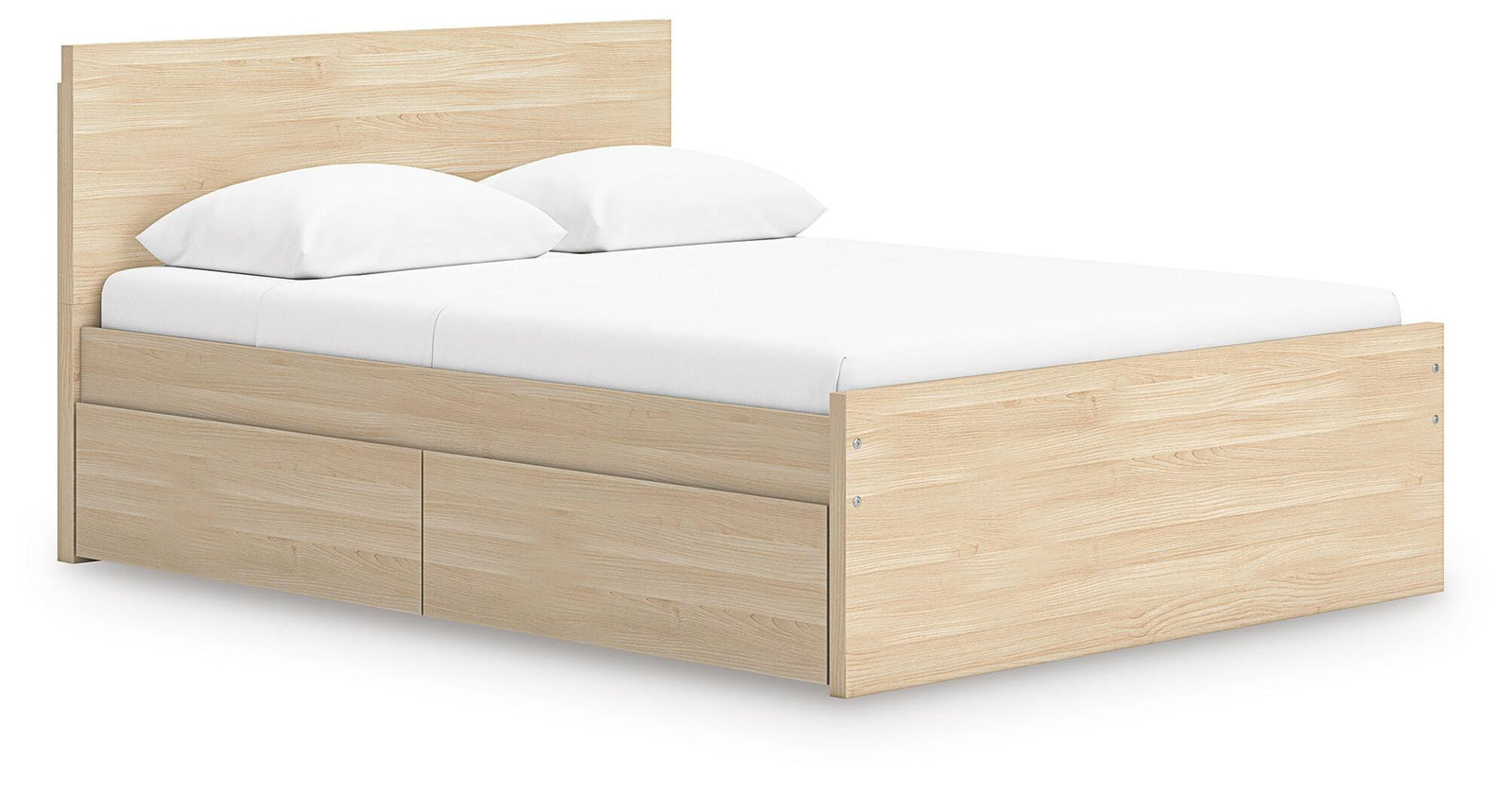 Onita Full Panel Platform Bed with 2 Side Storage - Light Brown (1)