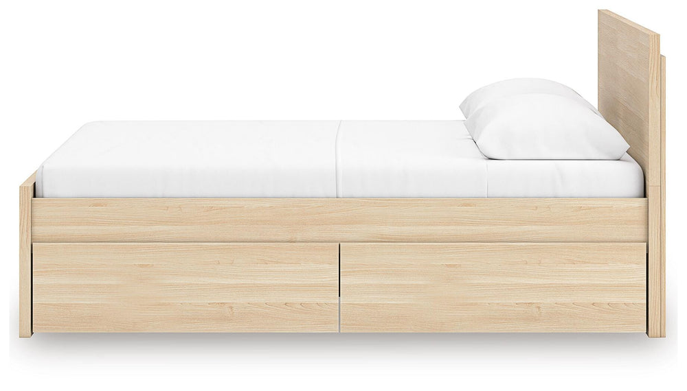 Onita Full Panel Platform Bed with 2 Side Storage - Light Brown (9)