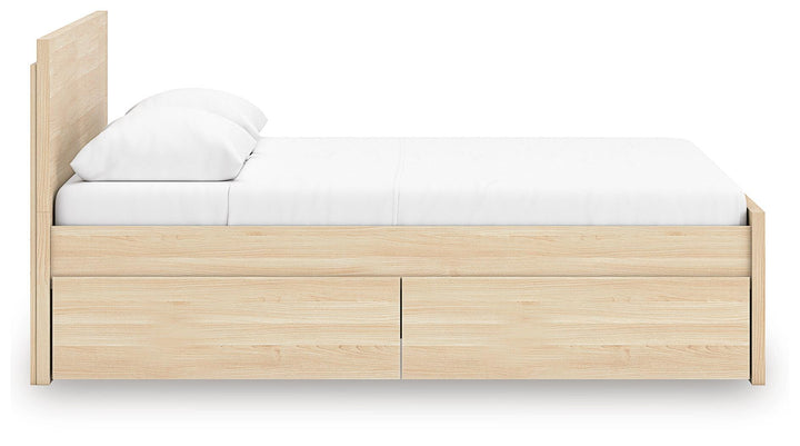 Onita Full Panel Platform Bed with 2 Side Storage - Light Brown (7)